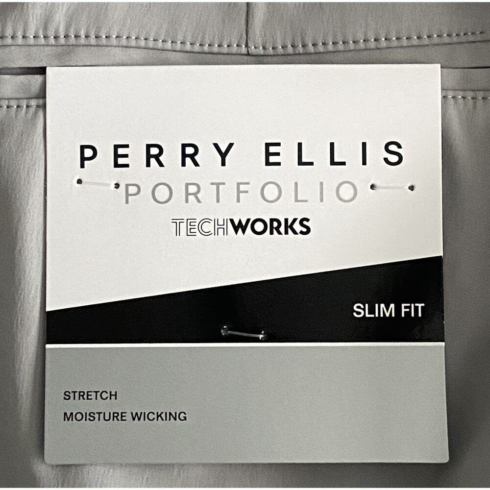 Perry Ellis Portfolio Men's Medium TechWorks Pants Slim Fit Drawstring Alloy NEW - Picture 11 of 13